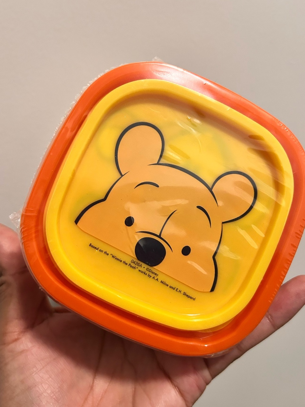 Disney Winnie the Pooh Orange and Yellow Snack Container
